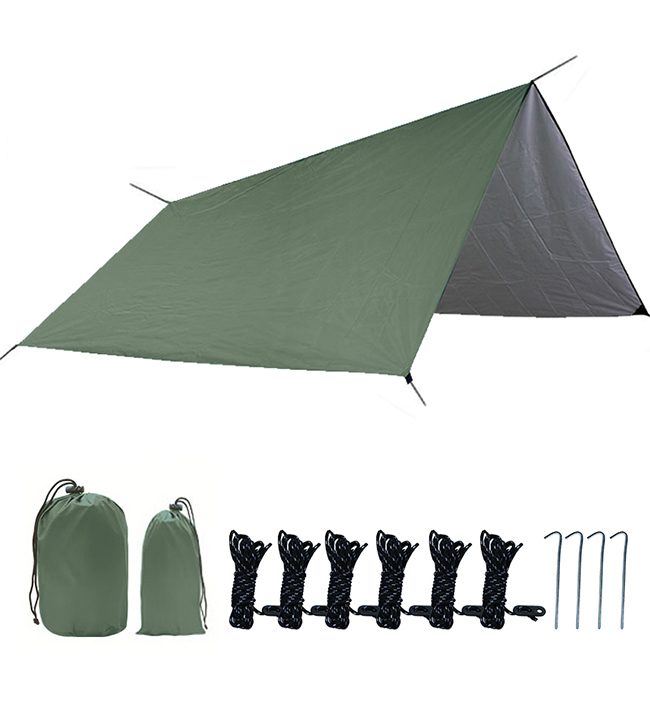 Camping Rain Tarp - 3m*3m | Silver undercoating for total sunblock