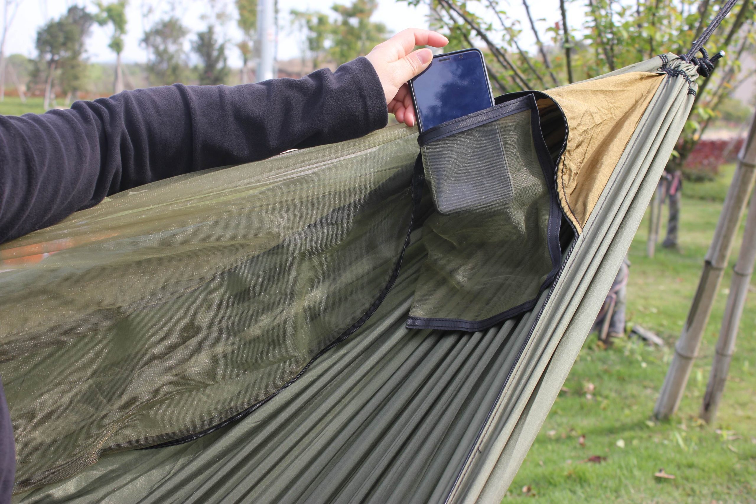 Premium Camping Hammock with Mosquito Net - Removable net with bungee cord - Image 9