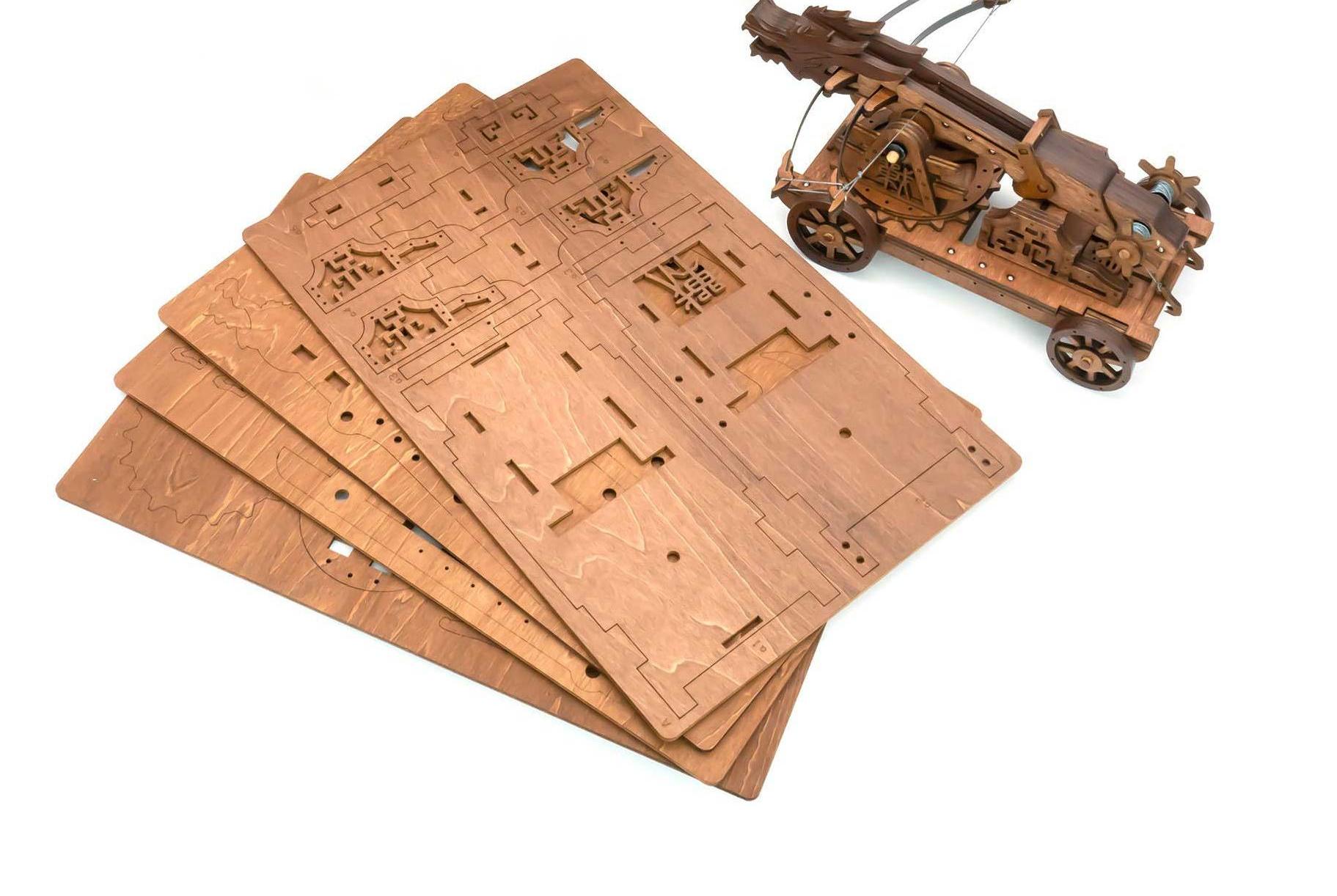 DIY Vintage Medieval Crossbow | 3D Wooden Model on wheeled base - Image 6