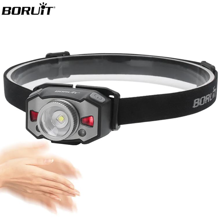 BORUiT 1200 Lumens Rechargeable LED Headlamp with Red Light – Ideal for Hunting, Hiking & Camping