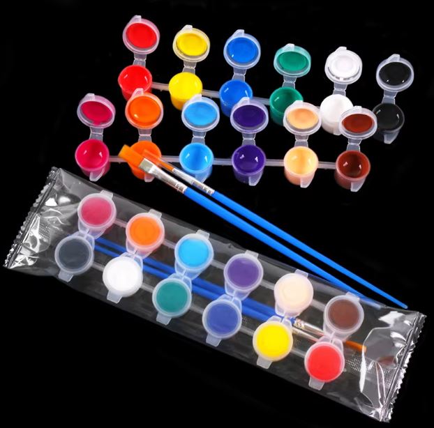 12 Pot Acrylic Paint Set with 2 Brushes - Image 3