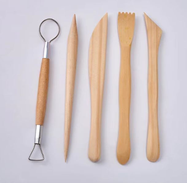 5-Piece Wood Clay Modeling Tools Set: Precision Craft Kit for Pottery & Sculpting